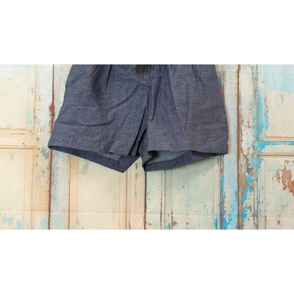 BCBG Maxazria Womens XXS Chambray Blue Paperbag Shorts Elastic Waist Tie Belt - Picture 3 of 9